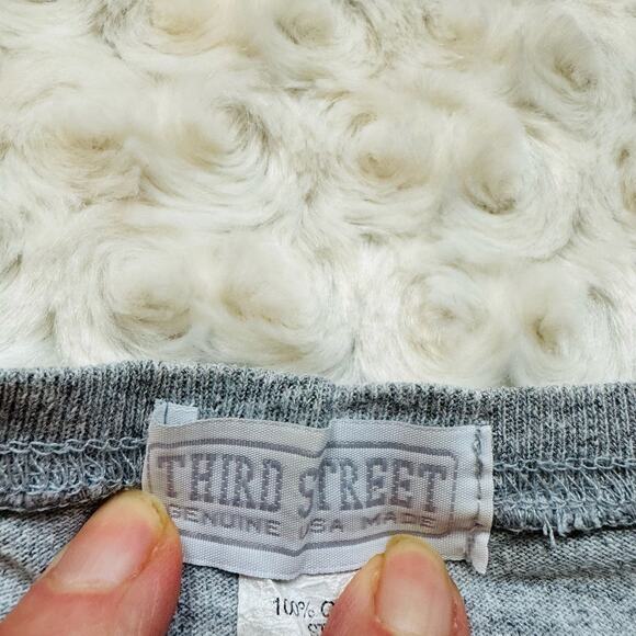 Third Street USA Made Cotton College Spirit Grey Football Tee Shirt - Picture 3 of 6